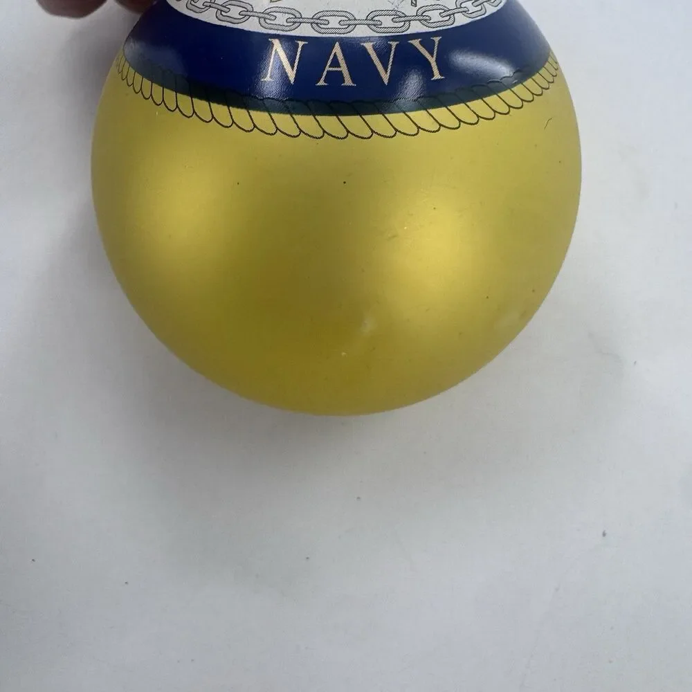 CHRISTMAS ORNAMENT  Krebs 3.25 US Navy Gold with Emblem & Navy Hymn Bulb Vintage